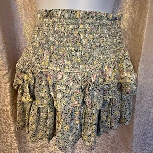 Floral Smocked Ruffle Mini Skort - Green Floral